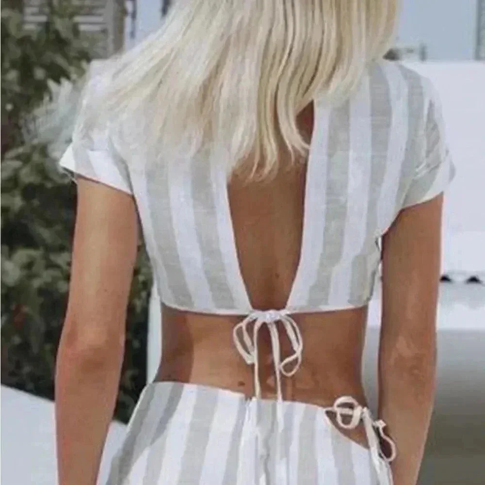 Lioness Fazio Top Stripped Cotton Linen Blend size Medium - Picture 5 of 5